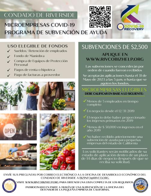 Micro grant May 31 Spanish